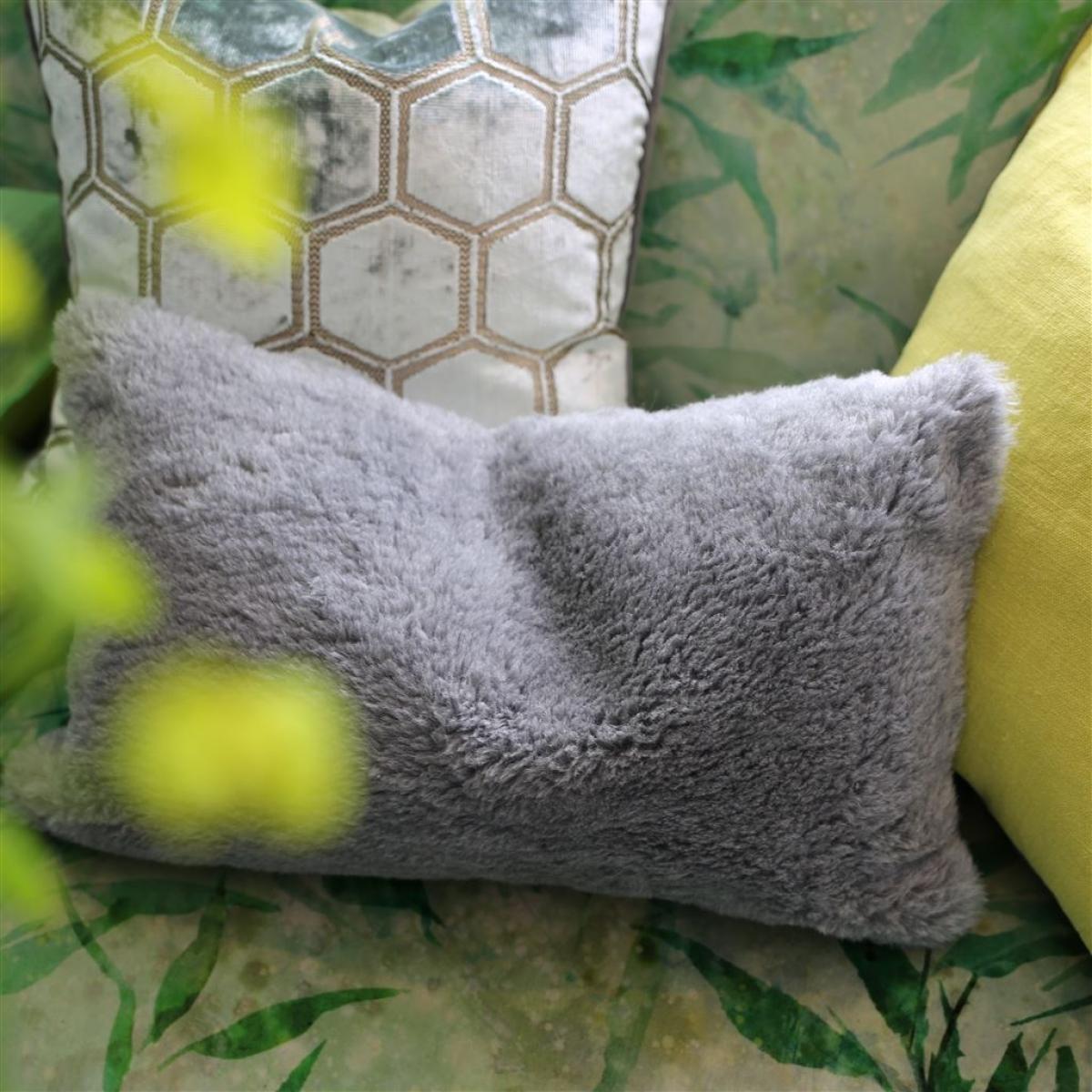 Mousson Faux Fur Cushion By Designers Guild in Graphite Grey – image 2