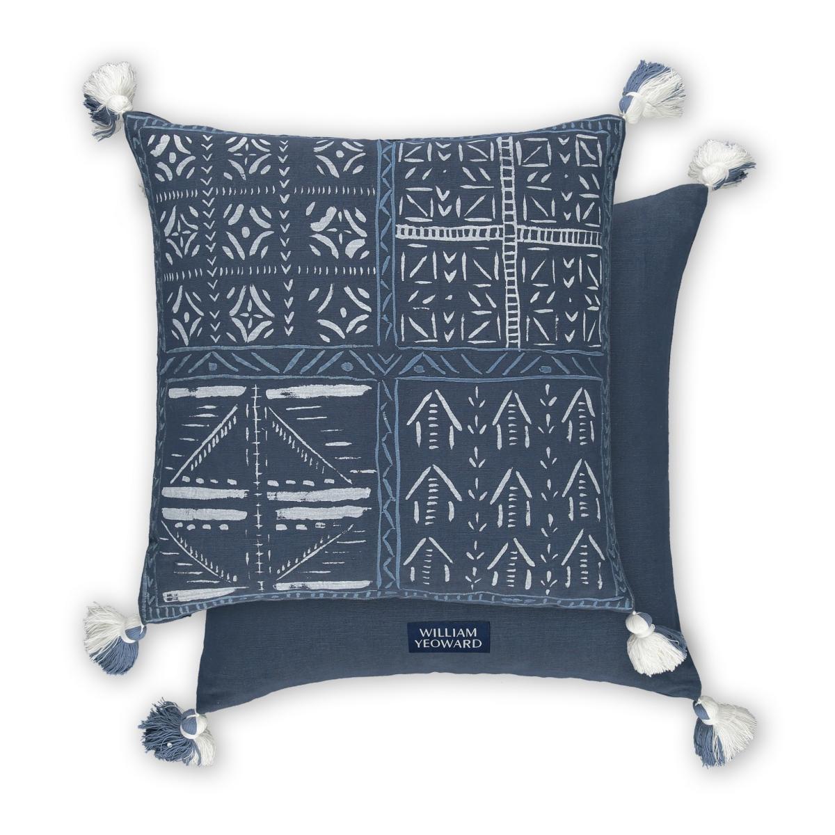 Loseta Embellished Cushion By William Yeoward in Indigo Blue – image 2