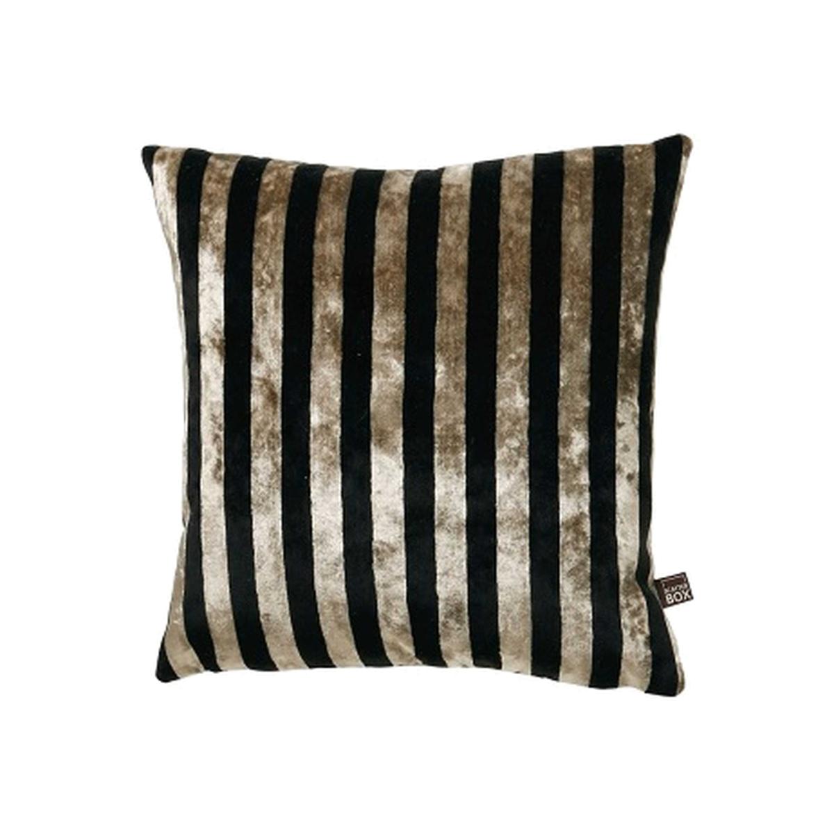 Harley Velvet Striped Cushion in Black Gold