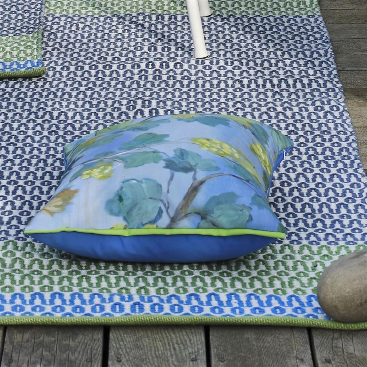 Giardino Segreto Outdoor Botanical Cushion By Designers Guild in Cornflower Blue – image 2