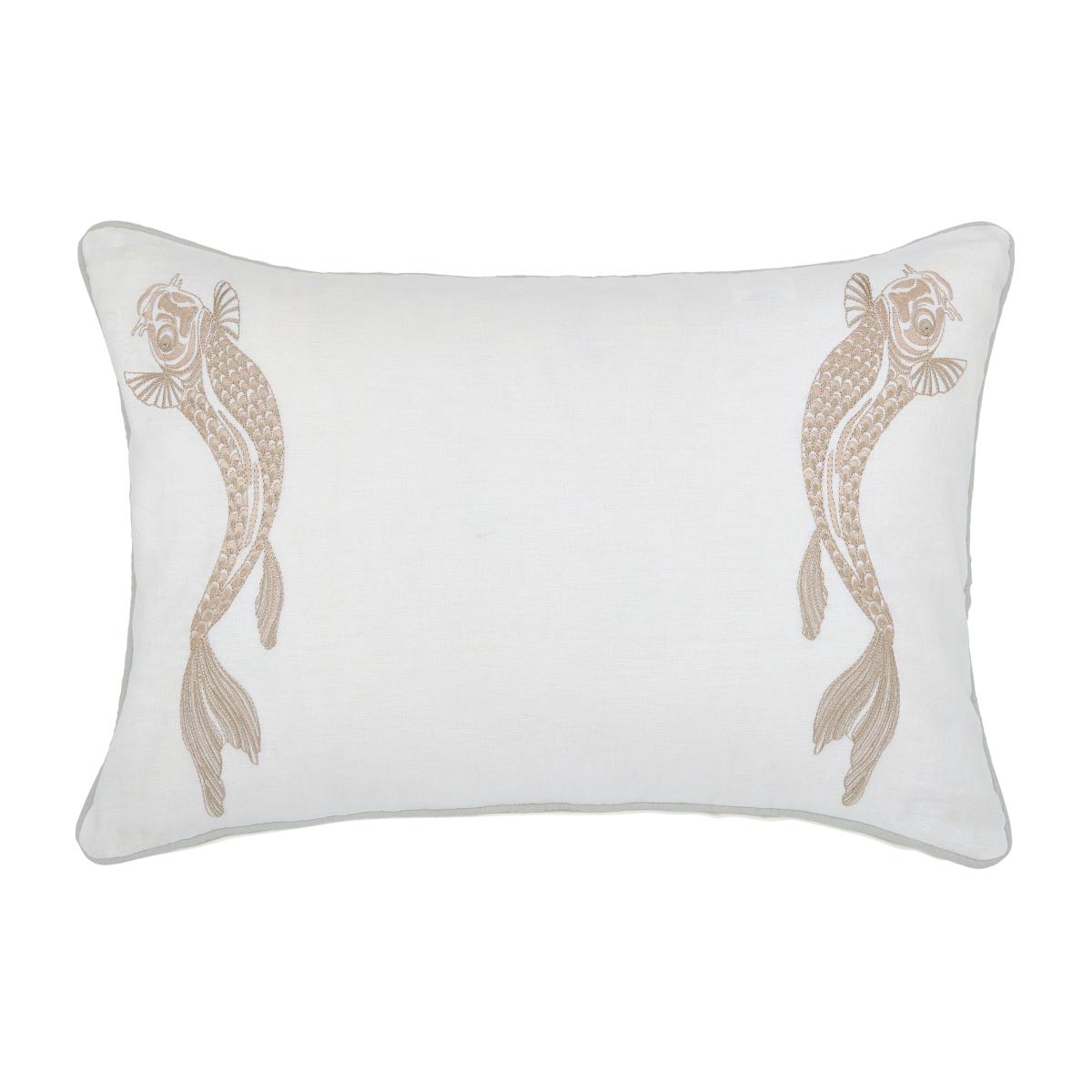 Lotus Leaf Jacquard Cushion by Sanderson in Ivory White 60x40cm – image 1