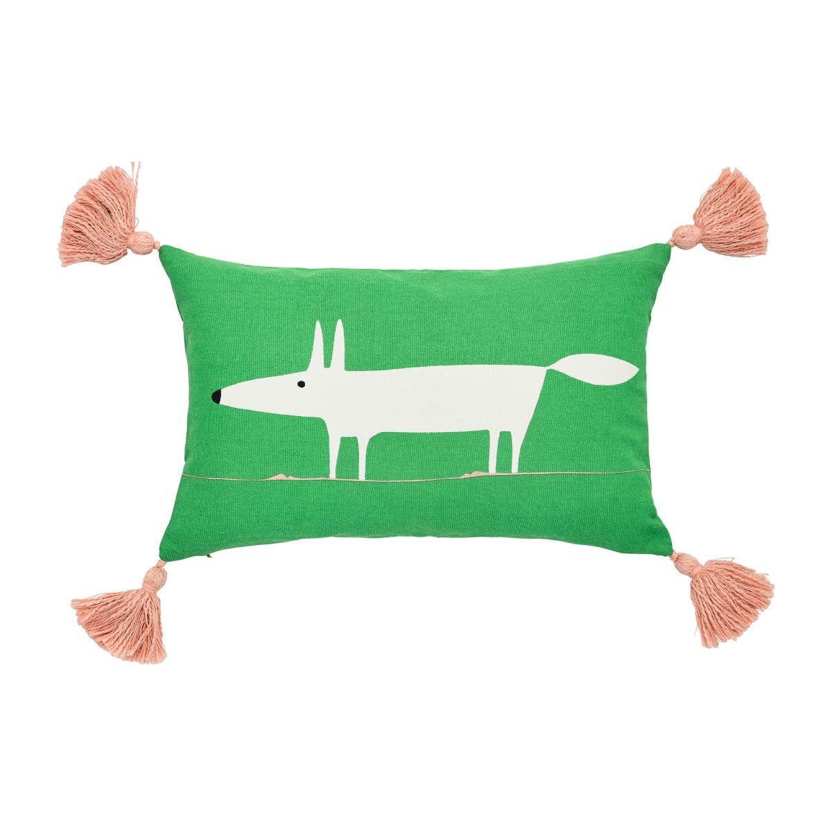 Mr Fox Tassel Cushion by Scion in Mint Leaf Green30x50cm – image 1
