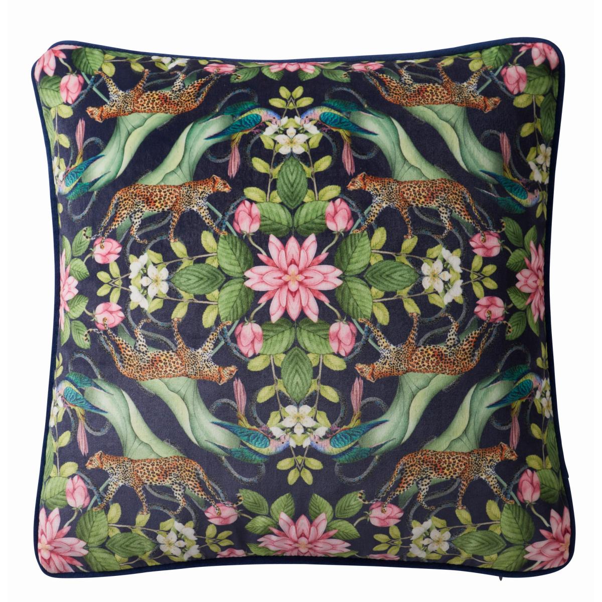 Menagerie Botanical Velvet Cushion By Wedgwood in Midnight Blue – image 2