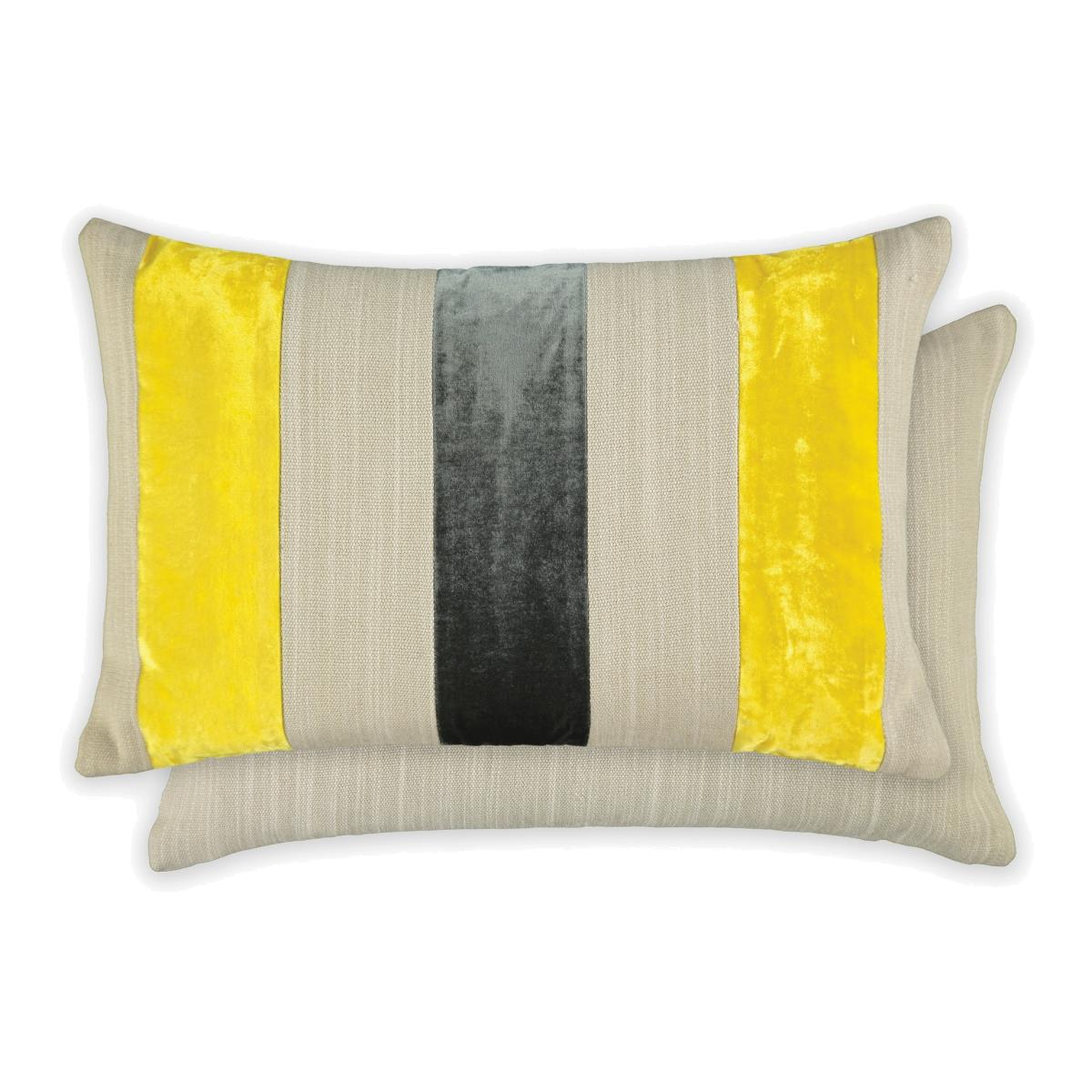 Nikita Striped Cushion by William Yeoward in Citron Yellow – image 1