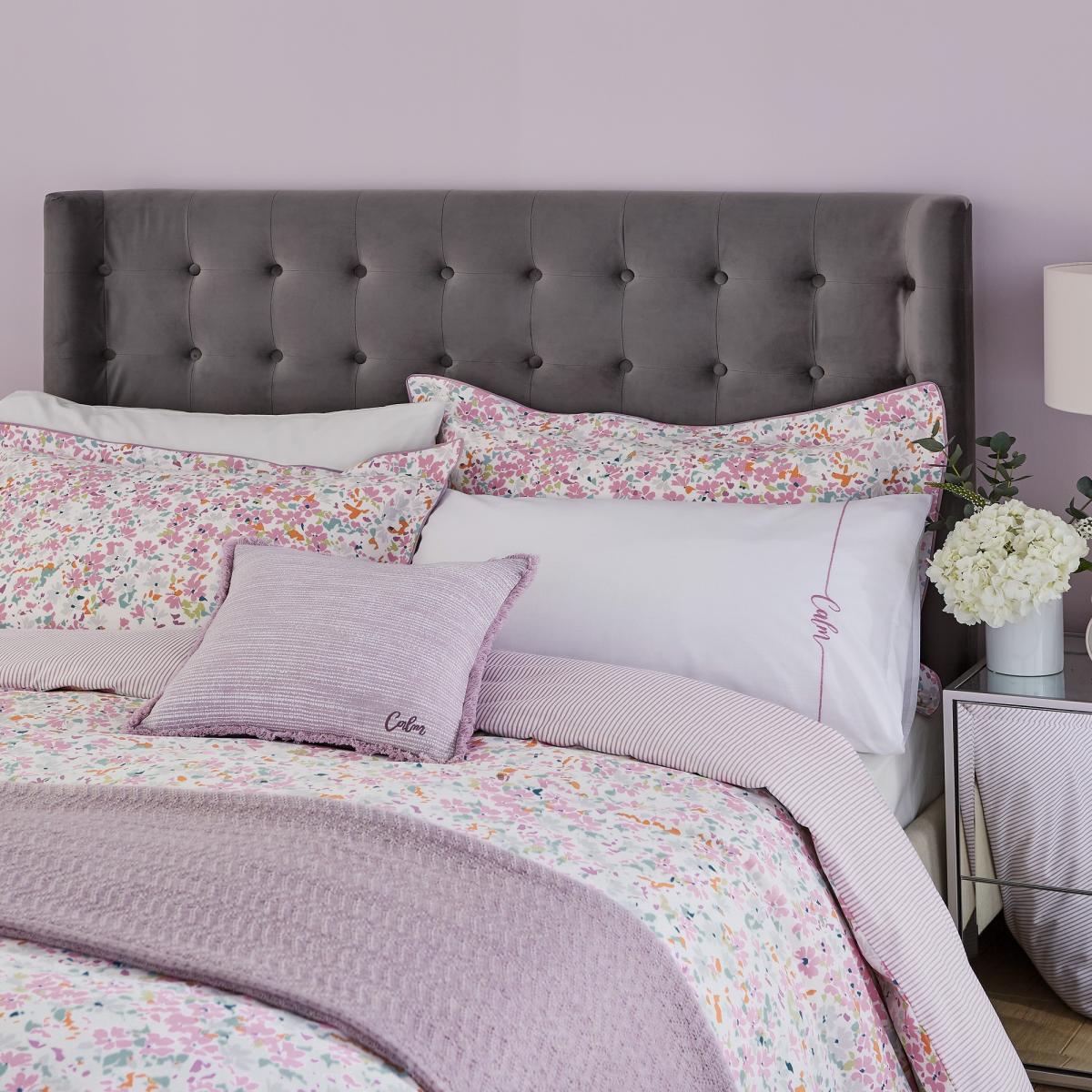 Calm Textured Fringed Cushion By Katie Piper in Pink Lilac – image 2