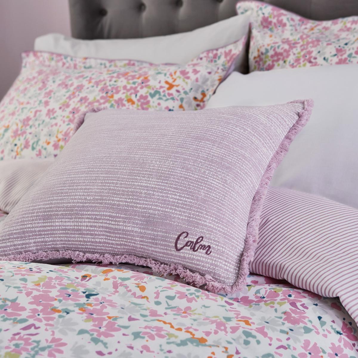 Calm Textured Fringed Cushion By Katie Piper in Pink Lilac – image 1