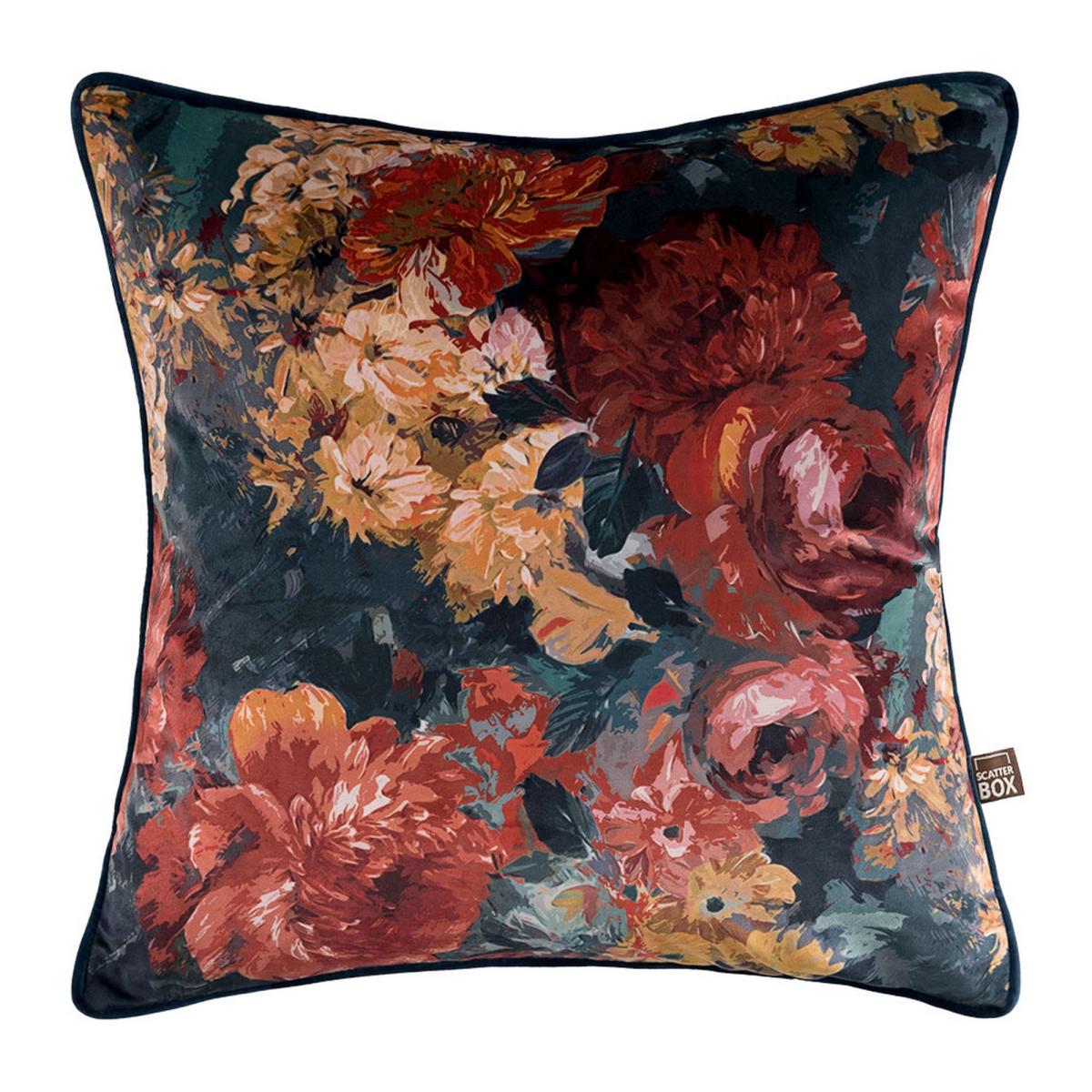 Yves Floral Velvet Cushion in Navy Rust58x58cm – image 2