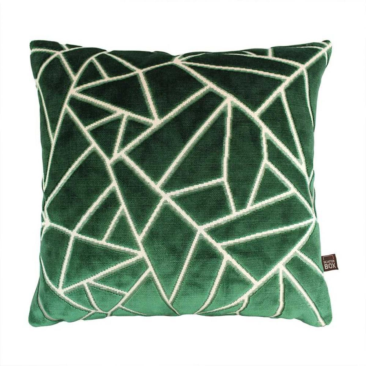 Veda Geometric Cushion in Emerald Green – image 2