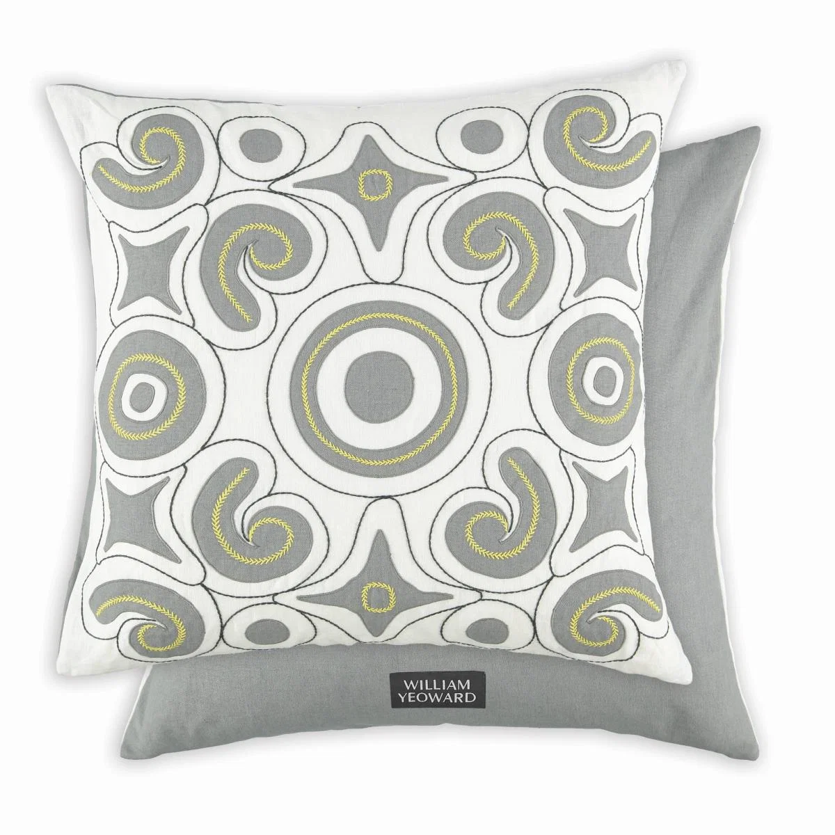 Manami Embroidered Cushion By William Yeoward in Citron Yellow – image 2