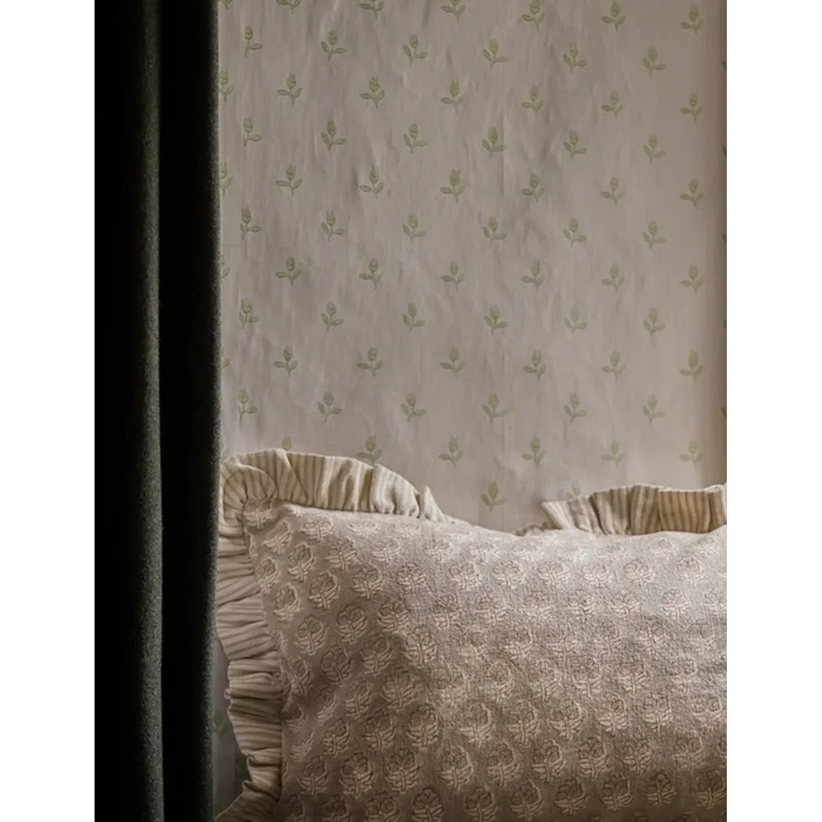 Block Print Frill Cushion in Taupe – image 3