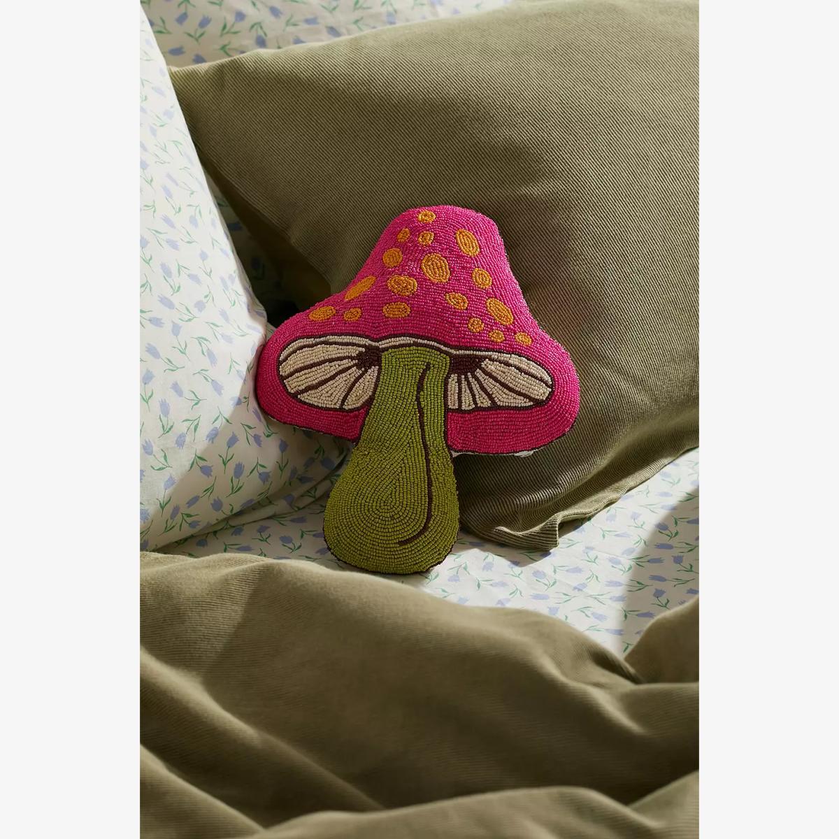 Mushroom Beaded Cushion - Blue ALL at Urban Outfitters – image 1