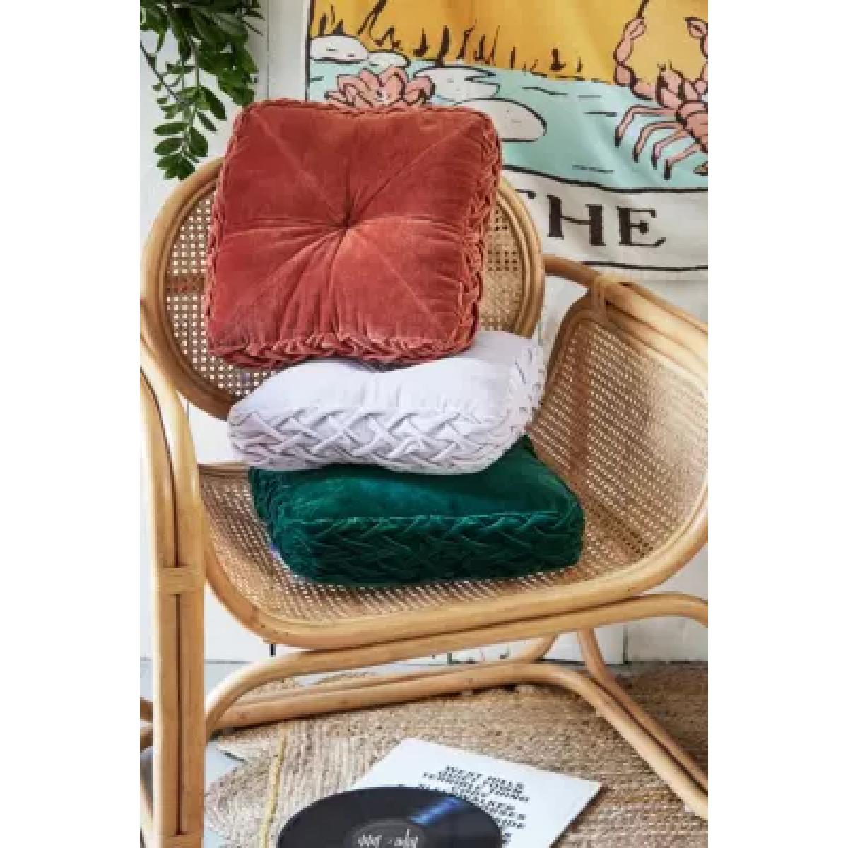 Emerald Abby Pintuck Cushion - Green ALL at Urban Outfitters – image 2