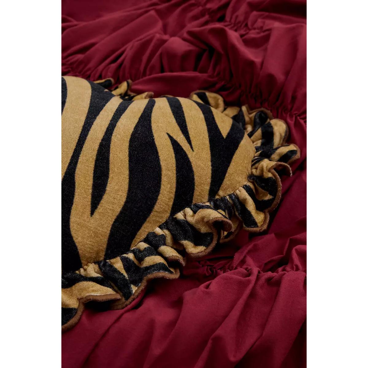Tiger Heart Ruffle Cushion - Brown 40cm x 40cm at Urban Outfitters – image 2