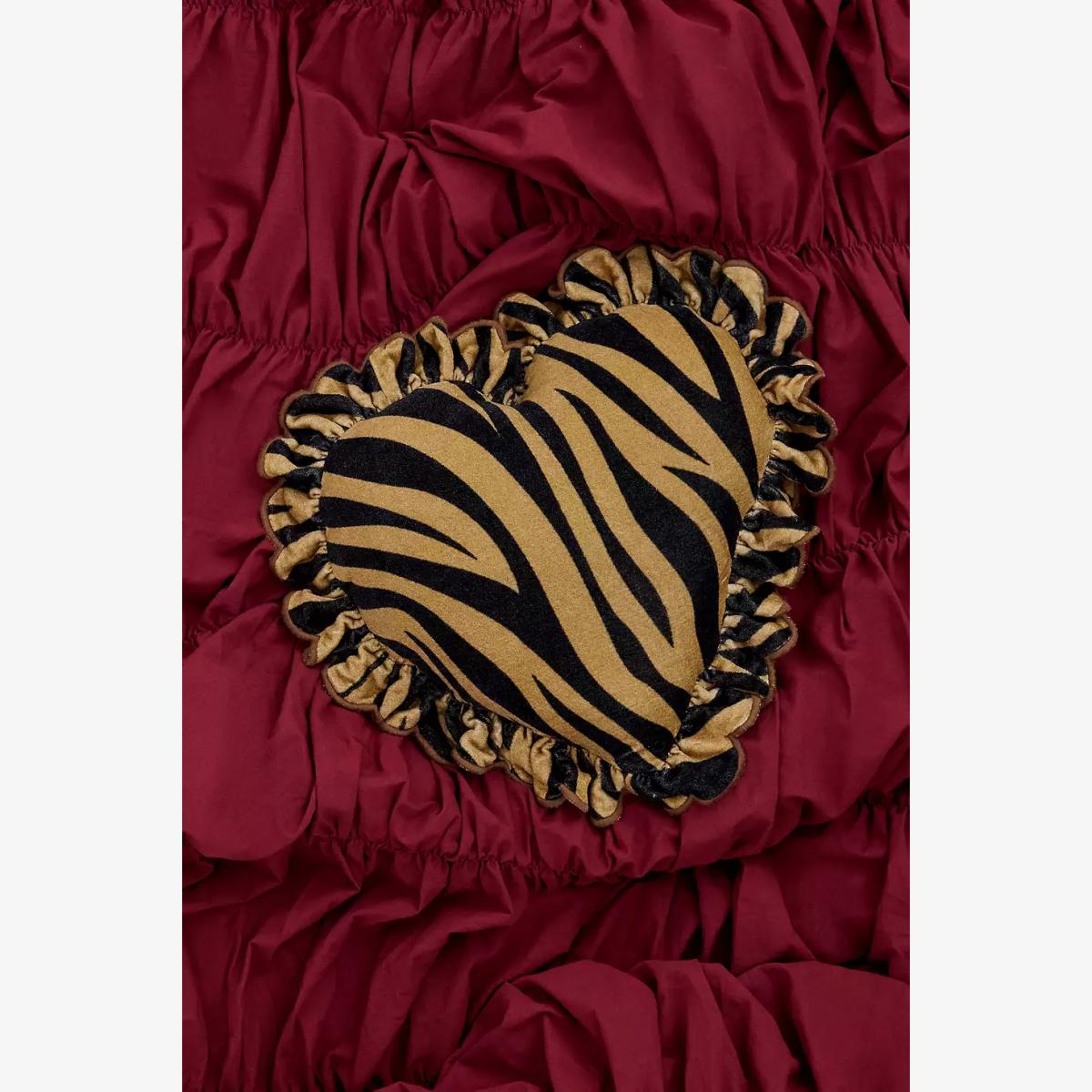 Tiger Heart Ruffle Cushion - Brown 40cm x 40cm at Urban Outfitters – image 1