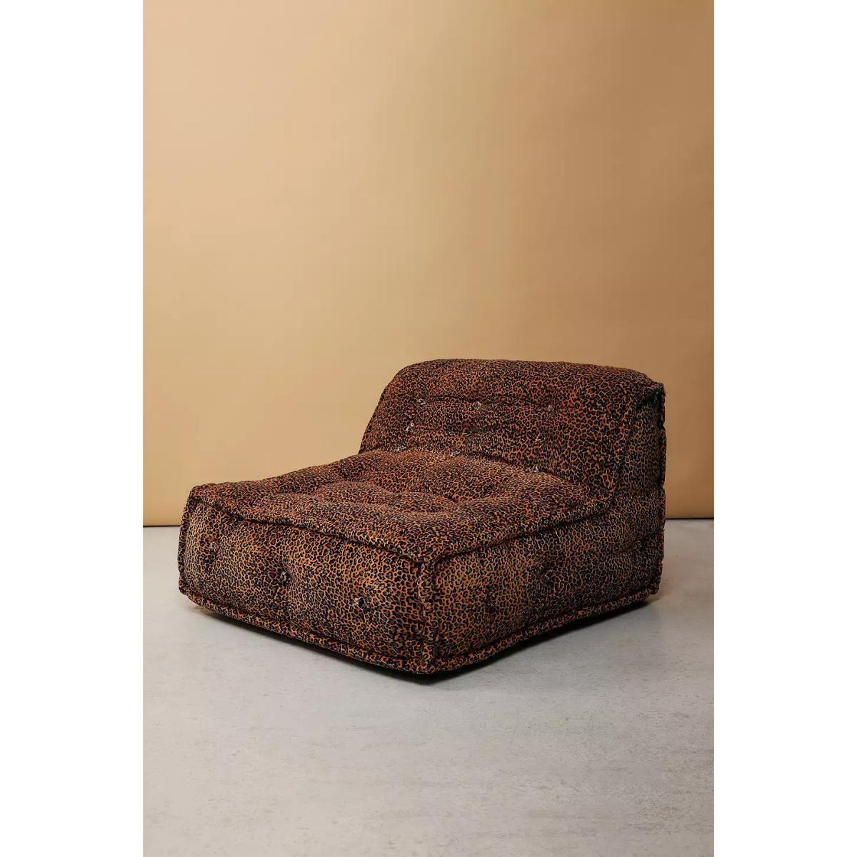 Reema Leopard Print Velvet Two-Seater Floor Cushion - Brown 101.5cmcm x 101.5cm x 61cm at Urban Outfitters – image 3