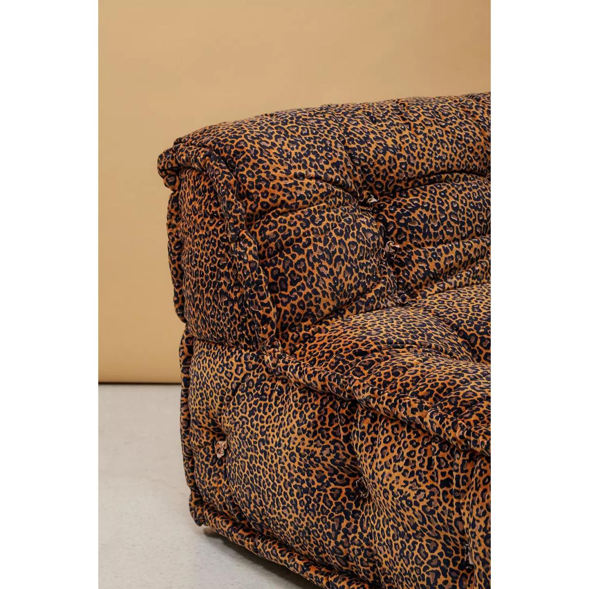 Reema Leopard Print Velvet Two-Seater Floor Cushion - Brown 101.5cmcm x 101.5cm x 61cm at Urban Outfitters – image 4