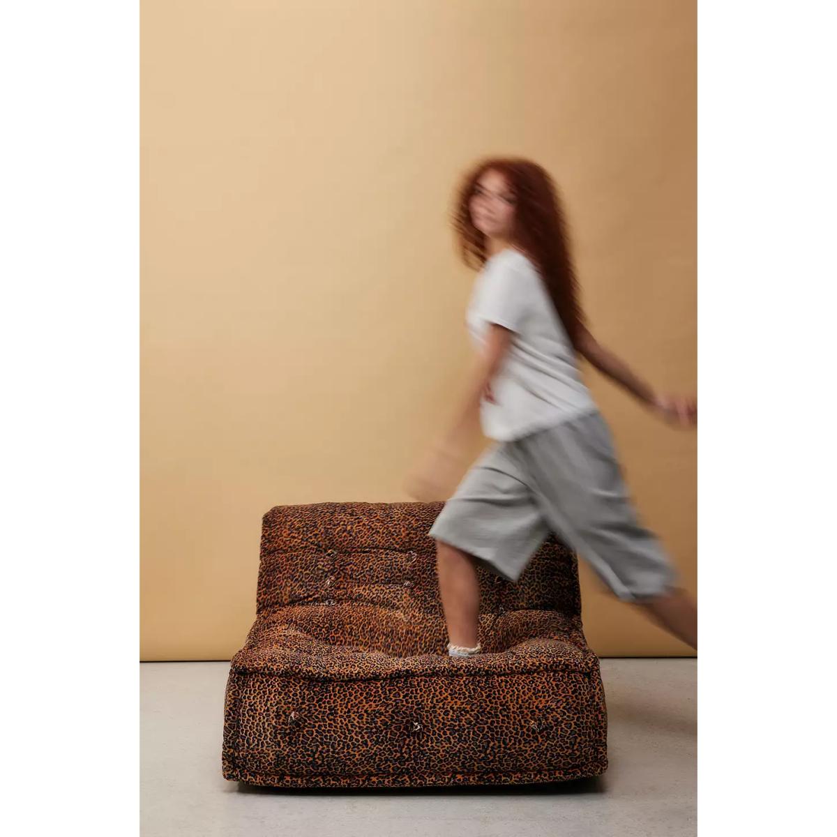Reema Leopard Print Velvet Two-Seater Floor Cushion - Brown 101.5cmcm x 101.5cm x 61cm at Urban Outfitters – image 7