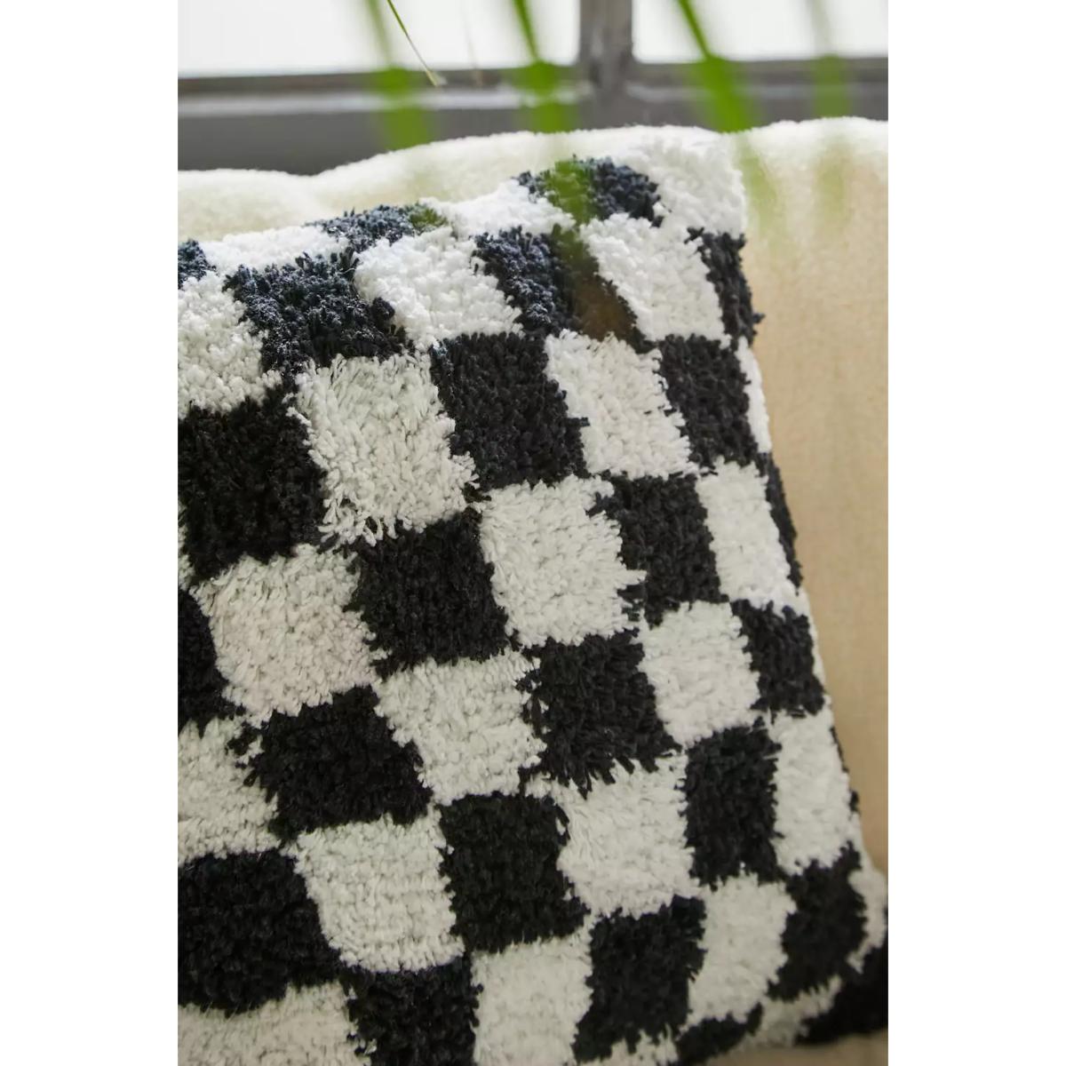 Mini Black & White Checkerboard Tufted Cushion - Black ALL at Urban Outfitters – image 3