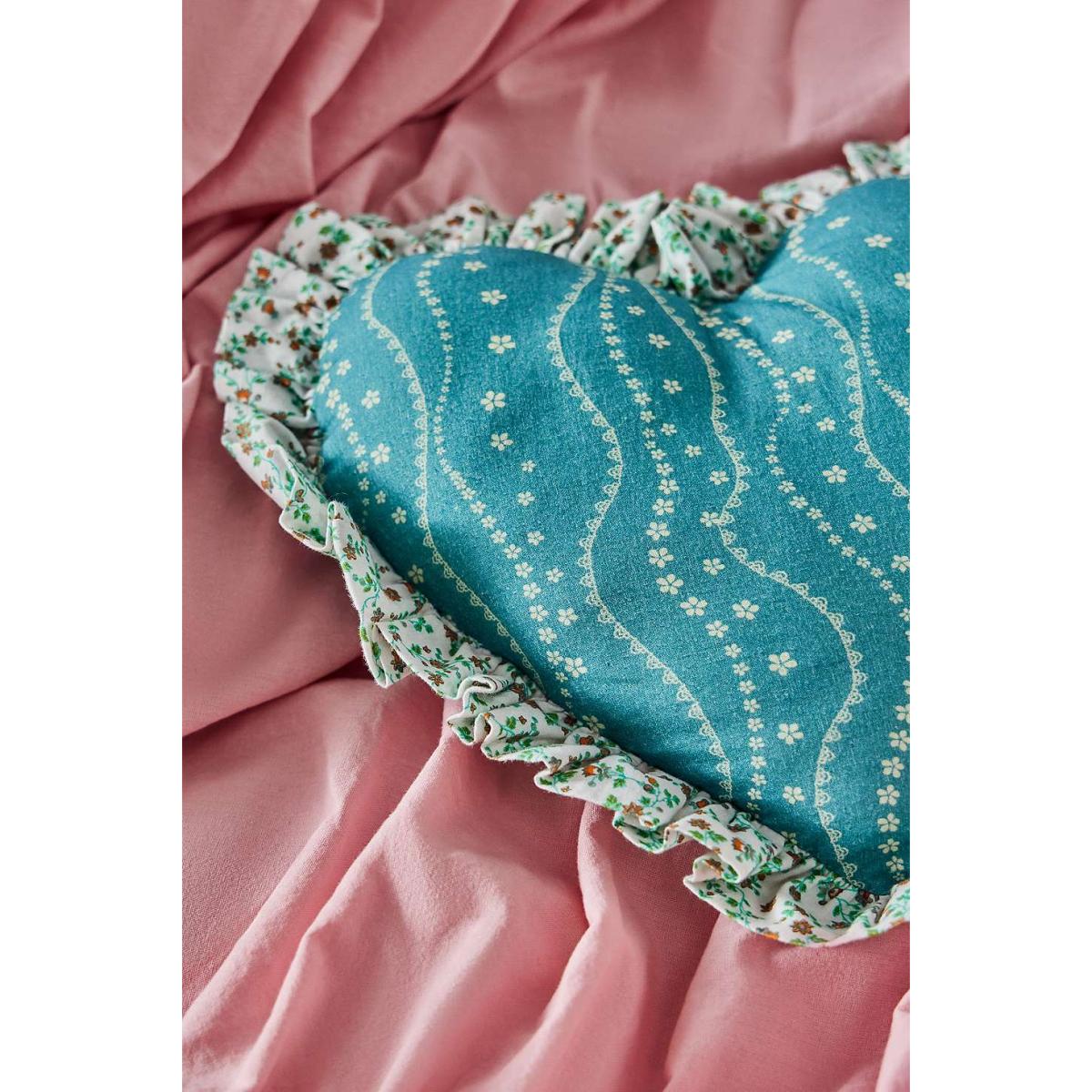Blue Floral Mini Heart Cushion - Blue ALL at Urban Outfitters – image 2
