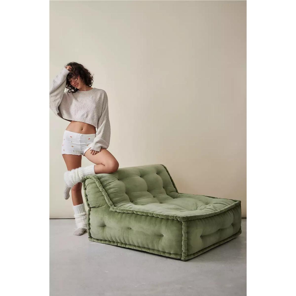 Urban Outfitters Reema Sage Velvet Two-Seater Floor Cushion - Green 40cm x 100cm x 100cm – image 8