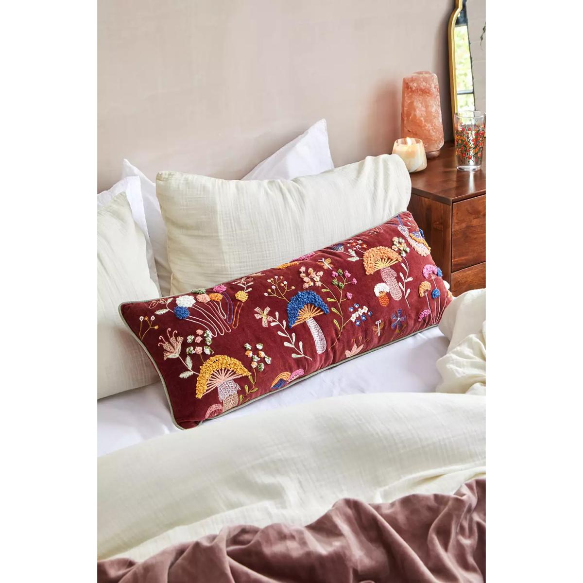 Urban Outfitters Woodland Embellished Cushion - Maroon 30cm x 80cm – image 2