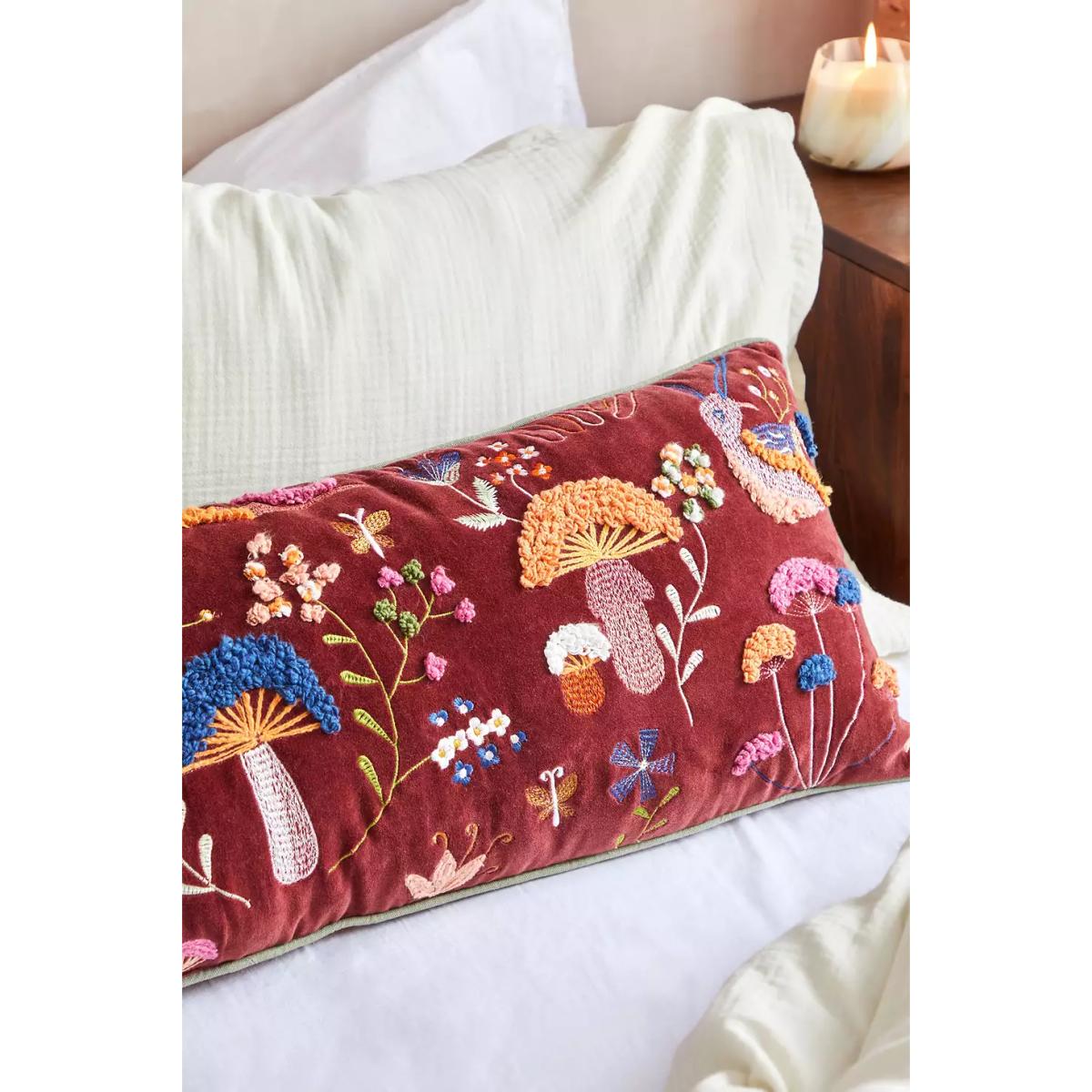 Urban Outfitters Woodland Embellished Cushion - Maroon 30cm x 80cm – image 3