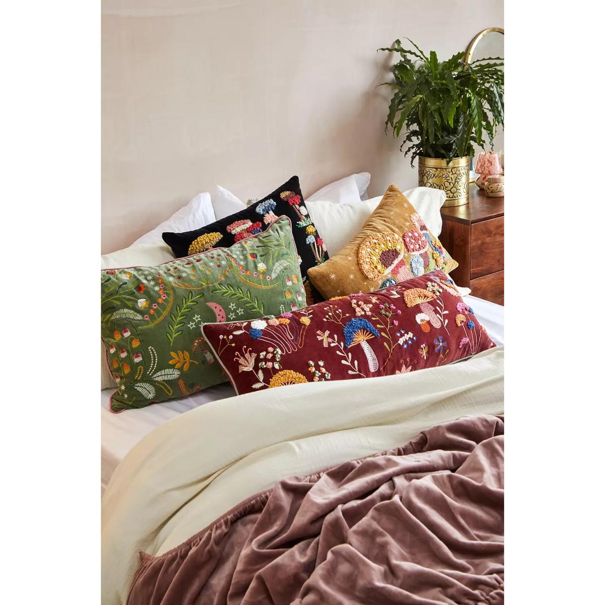 Urban Outfitters Woodland Embellished Cushion - Maroon 30cm x 80cm – image 4