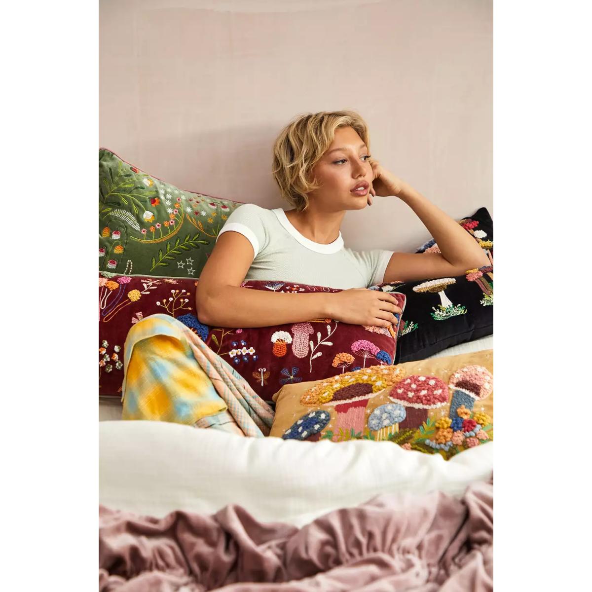 Urban Outfitters Woodland Embellished Cushion - Maroon 30cm x 80cm – image 5