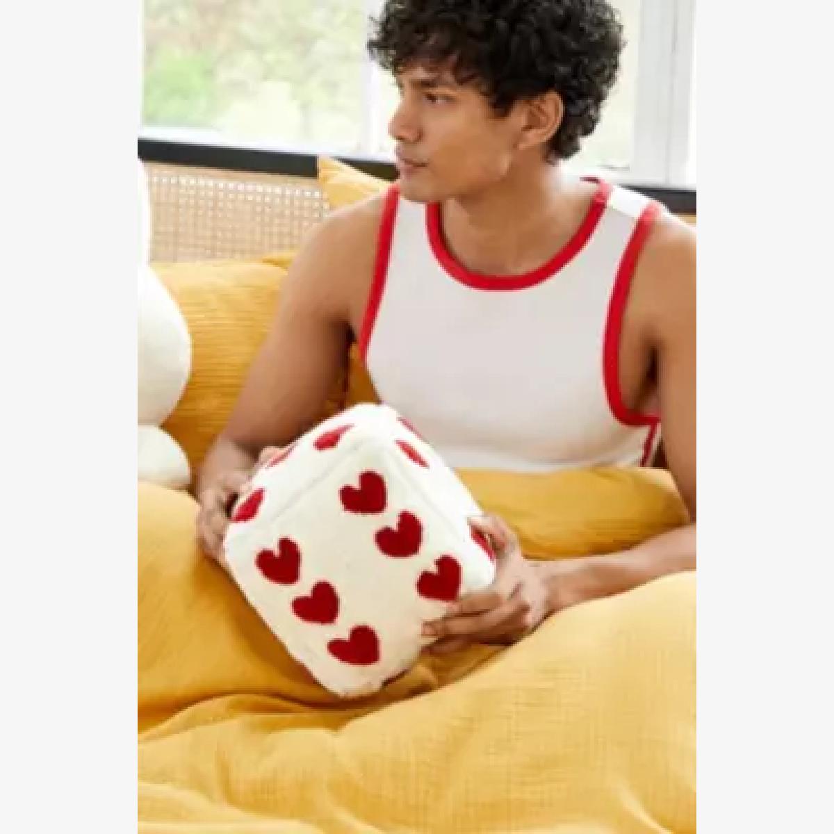 Heart Dice Cushion - White ALL at Urban Outfitters – image 1