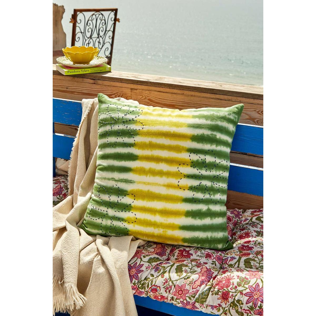 Green Kantha Throw Cushion - Green ALL at Urban Outfitters – image 2