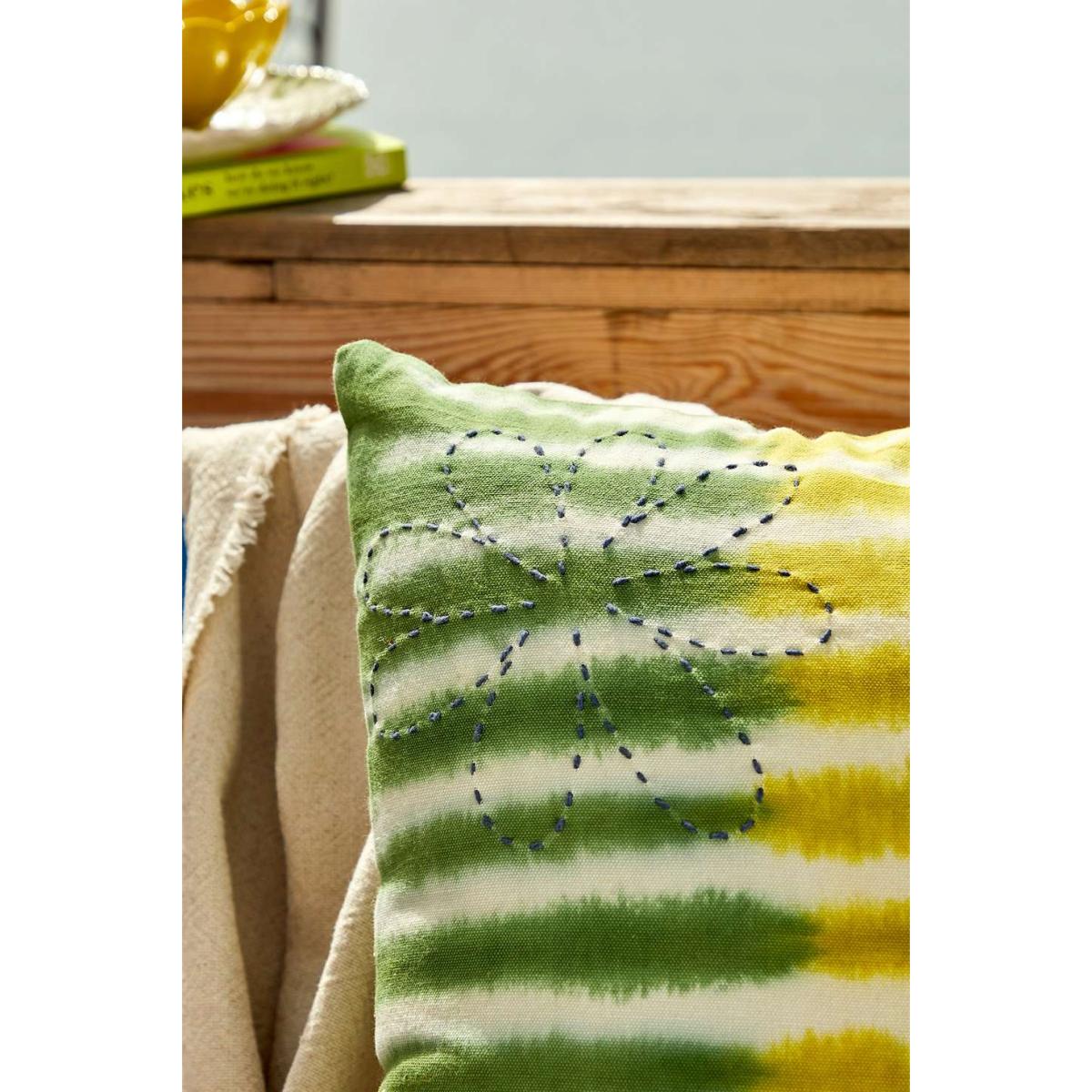Green Kantha Throw Cushion - Green ALL at Urban Outfitters – image 3
