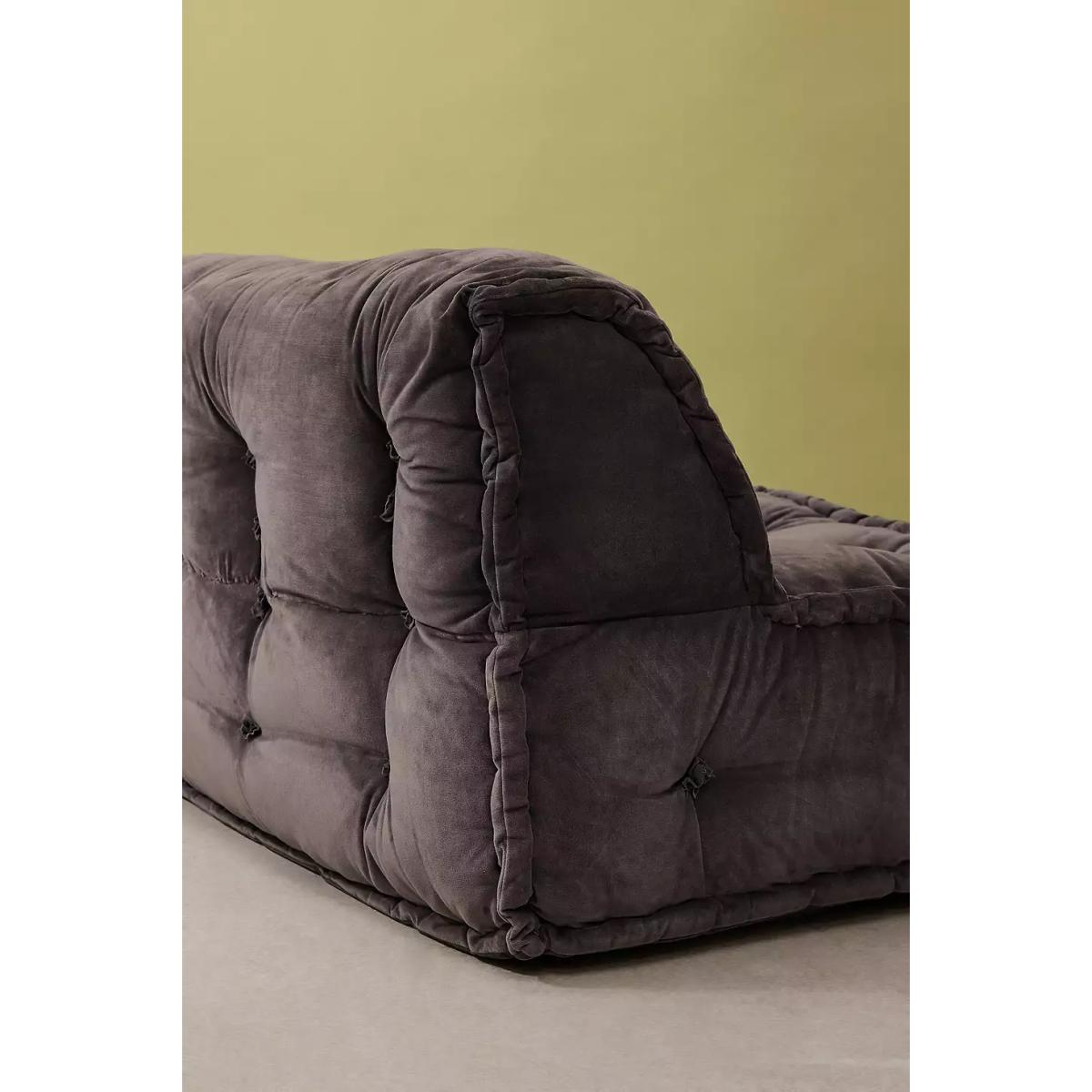 Reema Ink Velvet Two-Seater Floor Cushion - Grey H: 101.5cm x W: 101.5cm x L: 61cm - Package Dimensions: 132cm x 101.5cm x 76cm at Urban Outfitters – image 4