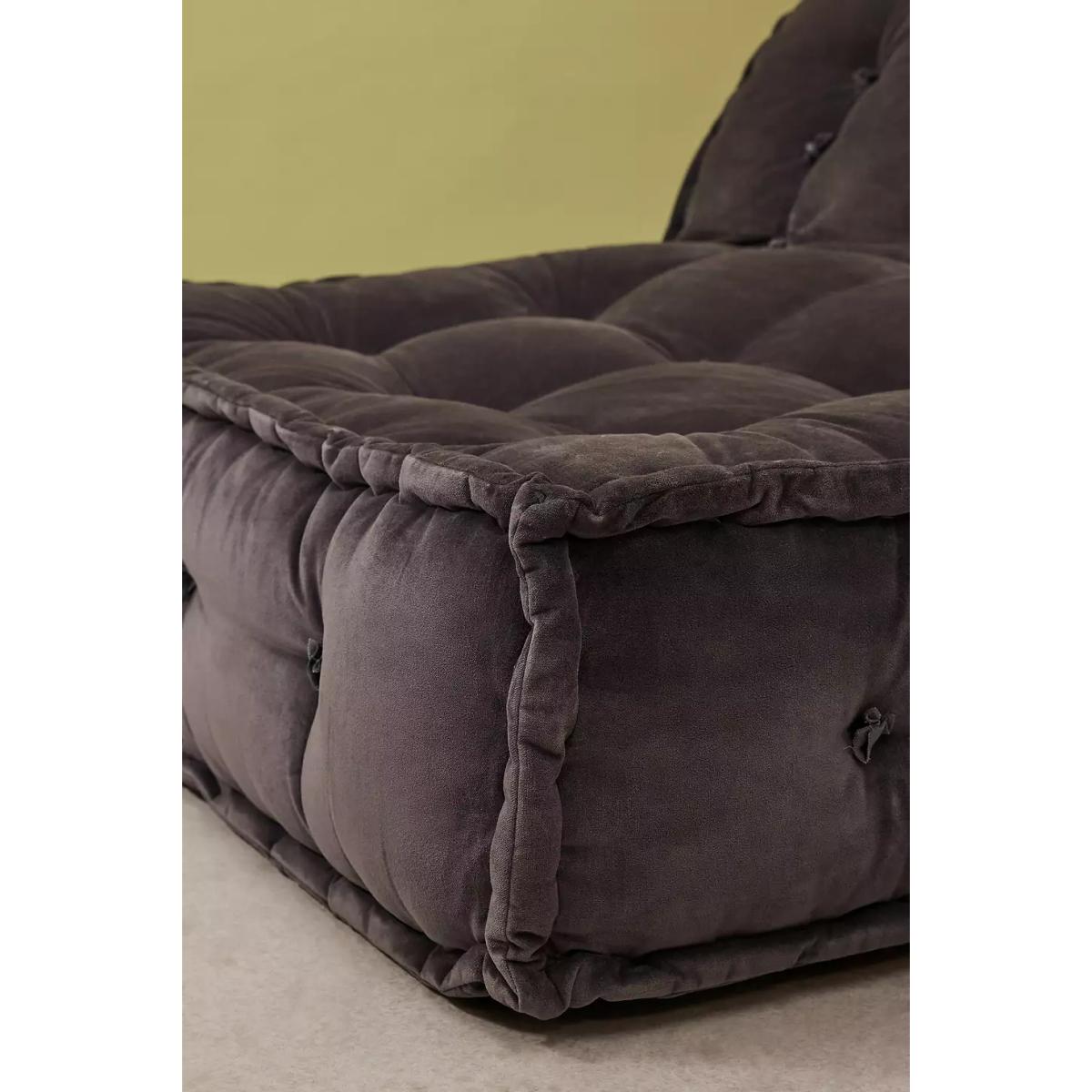 Reema Ink Velvet Two-Seater Floor Cushion - Grey H: 101.5cm x W: 101.5cm x L: 61cm - Package Dimensions: 132cm x 101.5cm x 76cm at Urban Outfitters – image 5