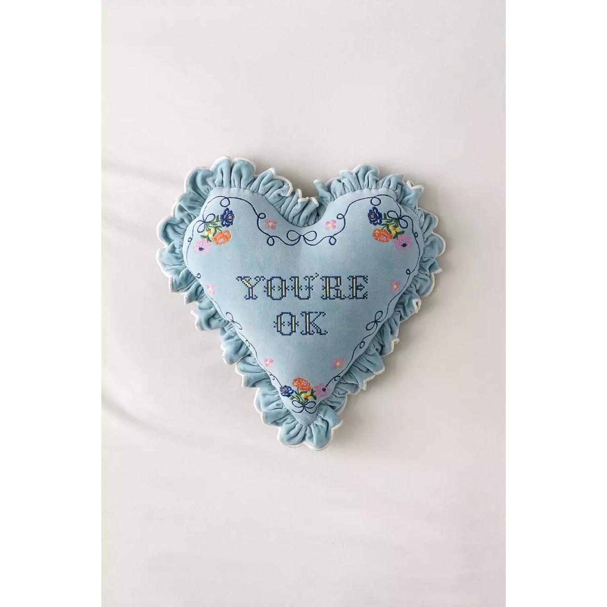 You're Ok Velvet Cushion - Blue ALL at Urban Outfitters – image 2