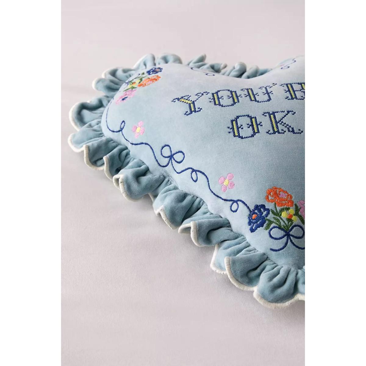 You're Ok Velvet Cushion - Blue ALL at Urban Outfitters – image 3
