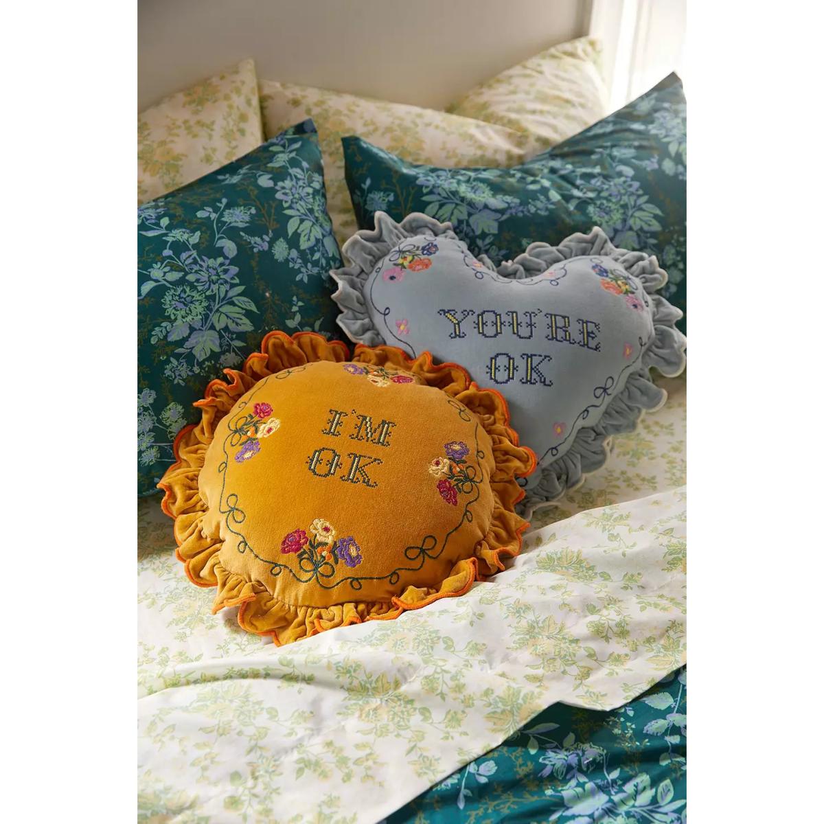 You're Ok Velvet Cushion - Blue ALL at Urban Outfitters – image 4