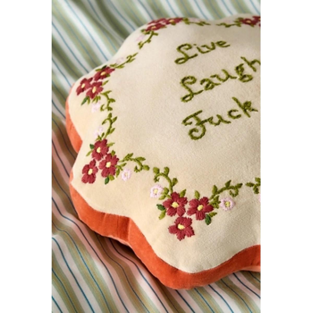 Live Laugh F*ck Off Cushion - Orange 35cm x 35cm at Urban Outfitters – image 4