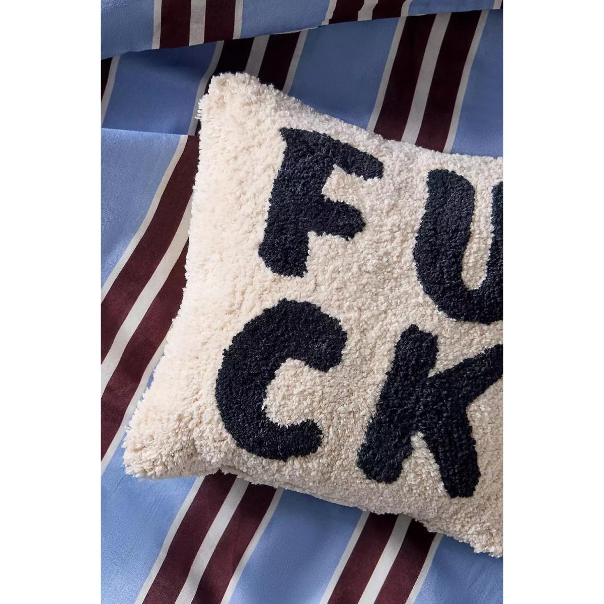 F*ck Tuft Mini Cushion - Black/White ALL at Urban Outfitters – image 2