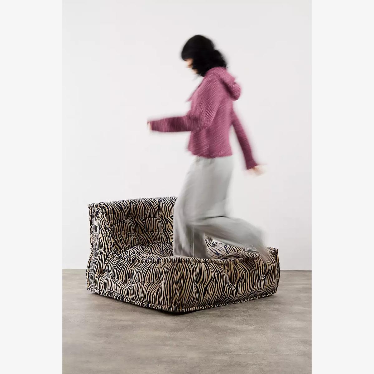 Reema Zebra Two-Seater Floor Cushion - Neutral ALL at Urban Outfitters – image 1