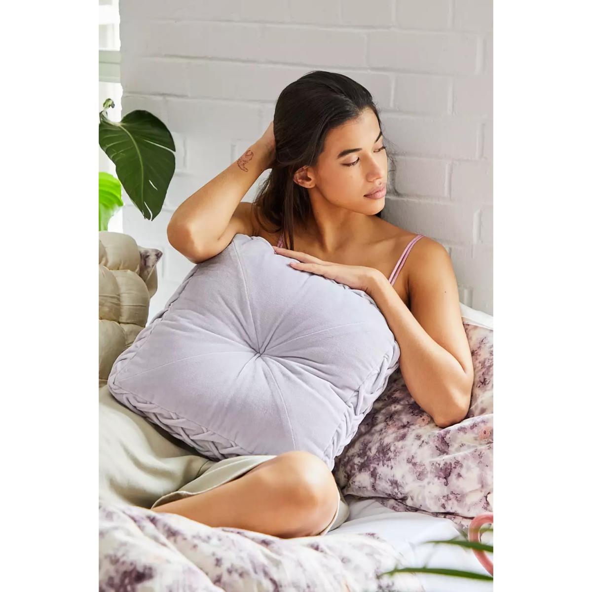 Lilac Abby Pintuck Cushion - Lilac ALL at Urban Outfitters – image 4