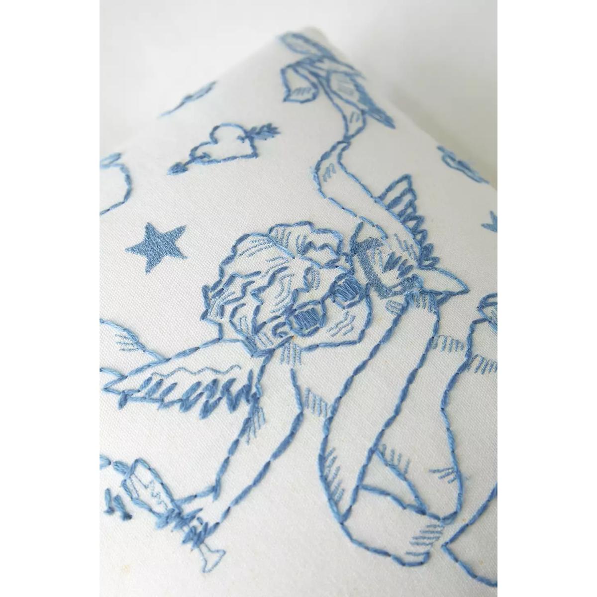 Cupid Embroidered Cushion - White ALL at Urban Outfitters – image 3