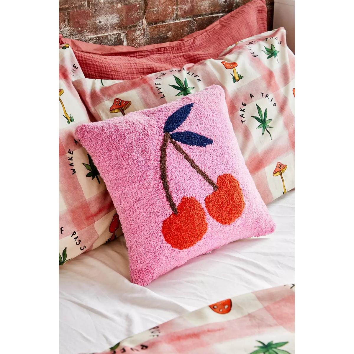 Cherry Tufted Cushion - Pink ALL at Urban Outfitters – image 2