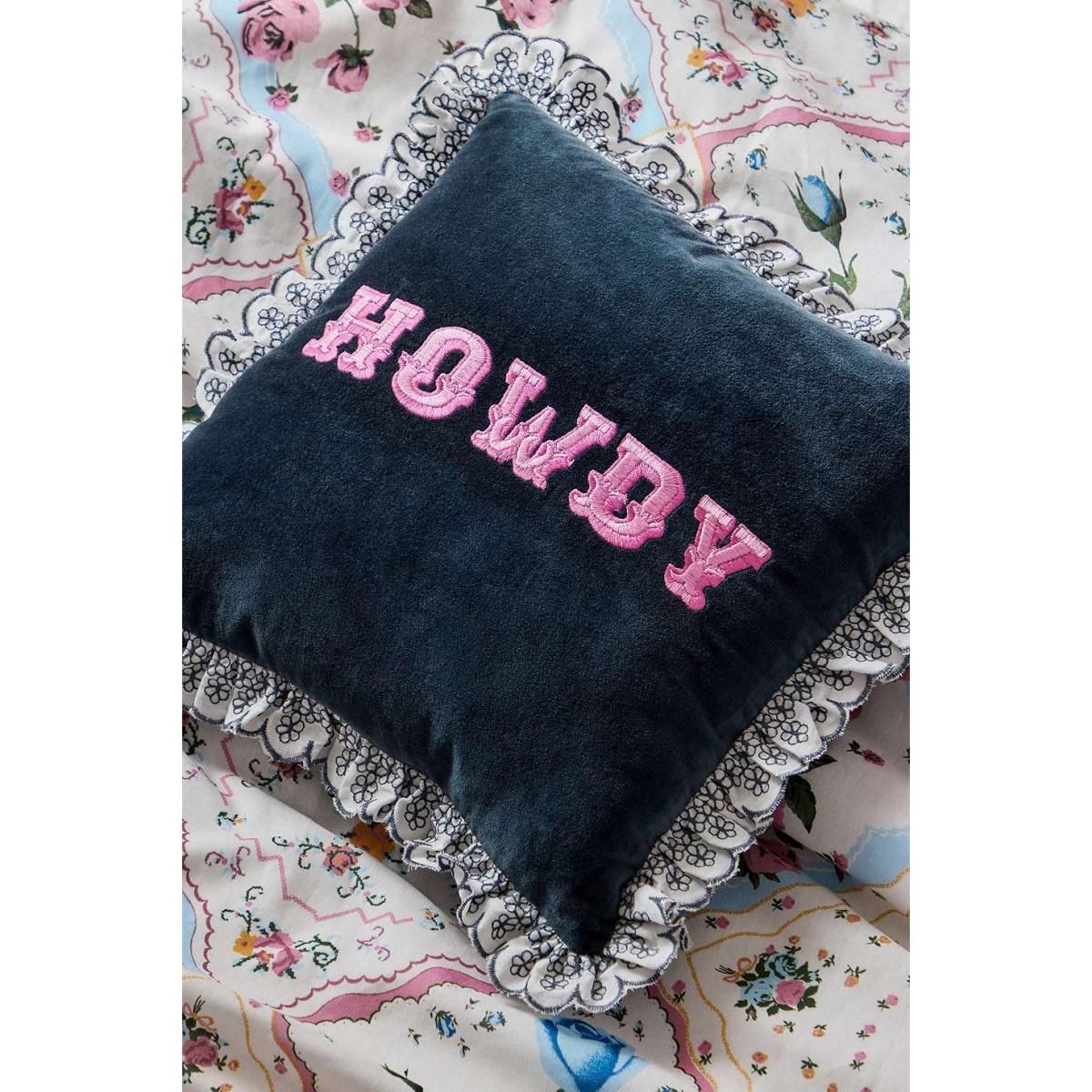 Howdy Ruffle Cushion - Navy 35cm x 35cm at Urban Outfitters – image 2
