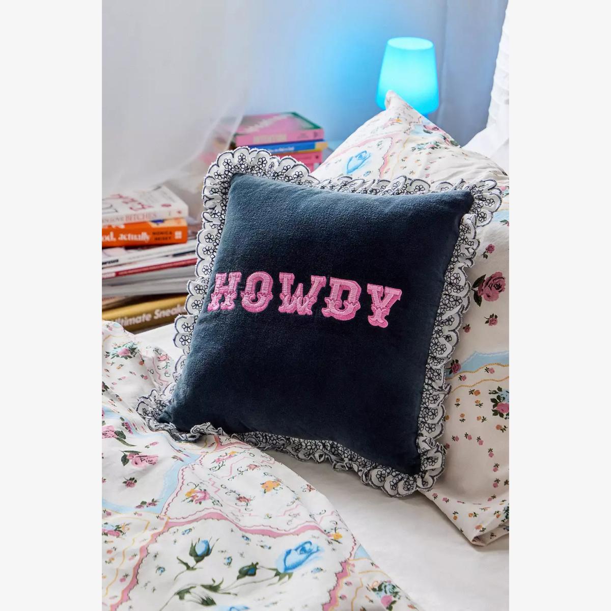 Howdy Ruffle Cushion - Navy 35cm x 35cm at Urban Outfitters – image 1