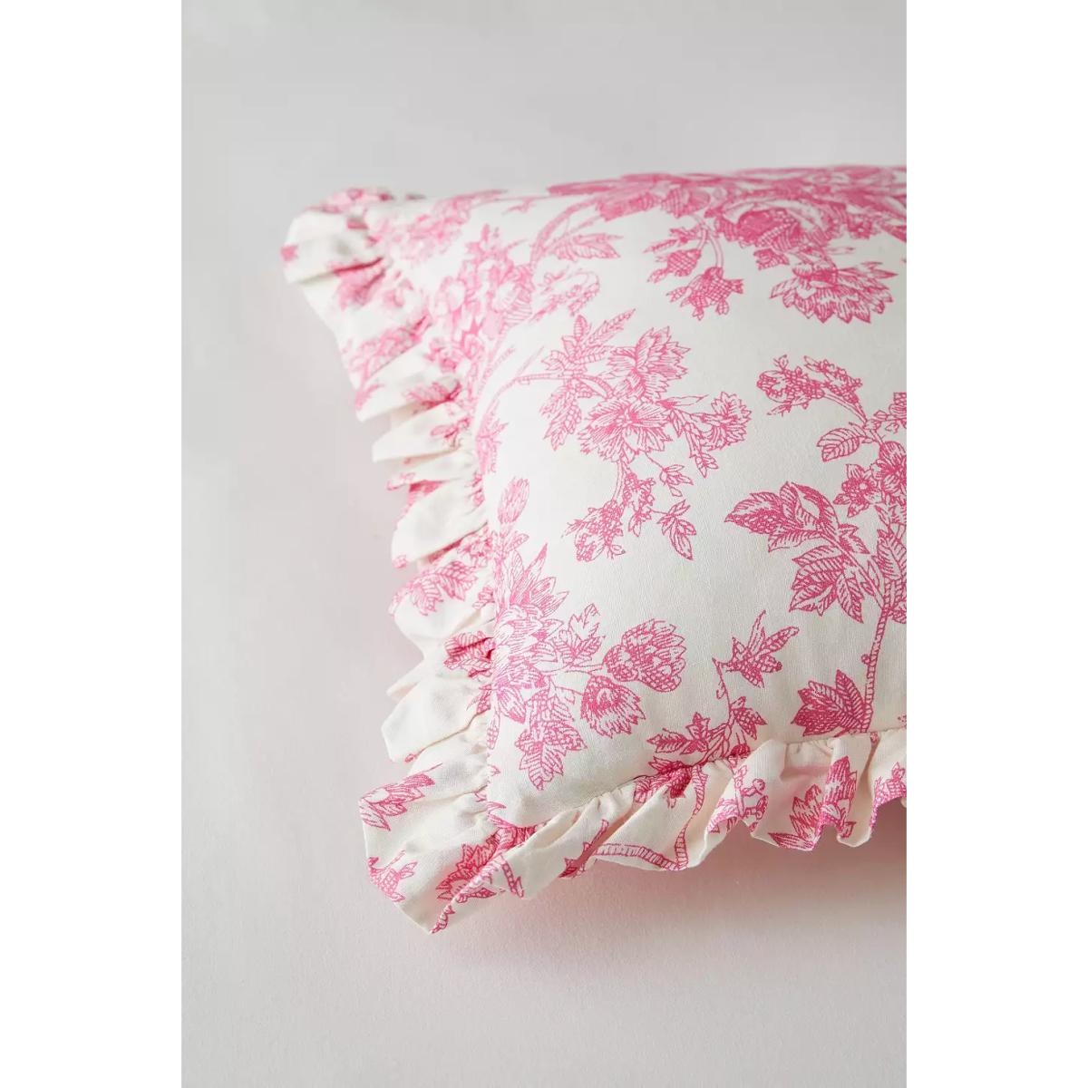 Urban Outfitters Pink Toile Ruffle Cushion - Pink 45cm x 45cm – image 3