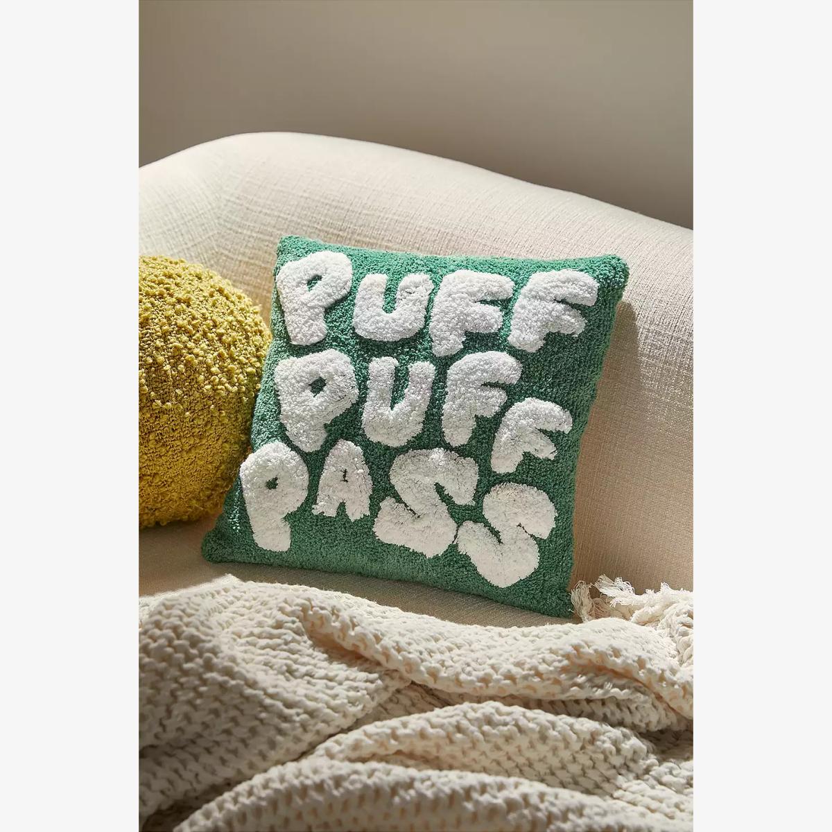 Puff Puff Pass Tufted Green Cushion - Green ALL at Urban Outfitters – image 1