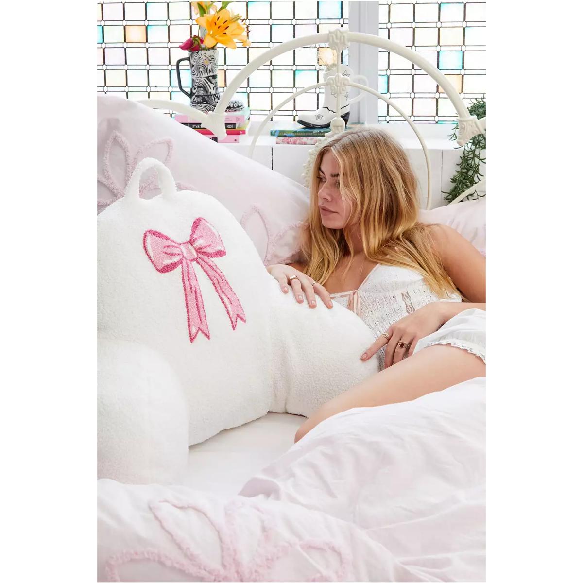 Pink Bow Boo Cushion - Ivory ALL at Urban Outfitters – image 2