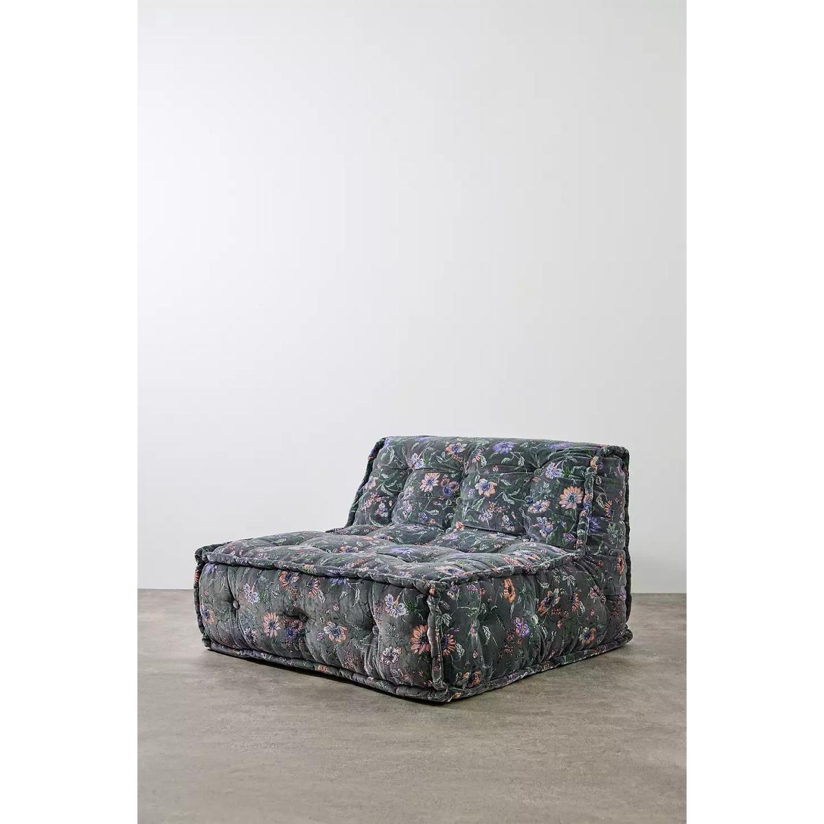 Reema Ella Vine Two-Seater Velvet Floor Cushion - Black 101.5cmcm x 101.5cm x 61cm at Urban Outfitters – image 3