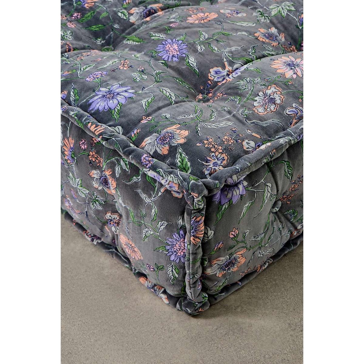Reema Ella Vine Two-Seater Velvet Floor Cushion - Black 101.5cmcm x 101.5cm x 61cm at Urban Outfitters – image 6