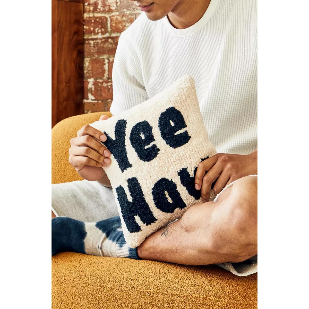 Yeehaw Tufted Cushion - Black/White ALL at Urban Outfitters – image 4
